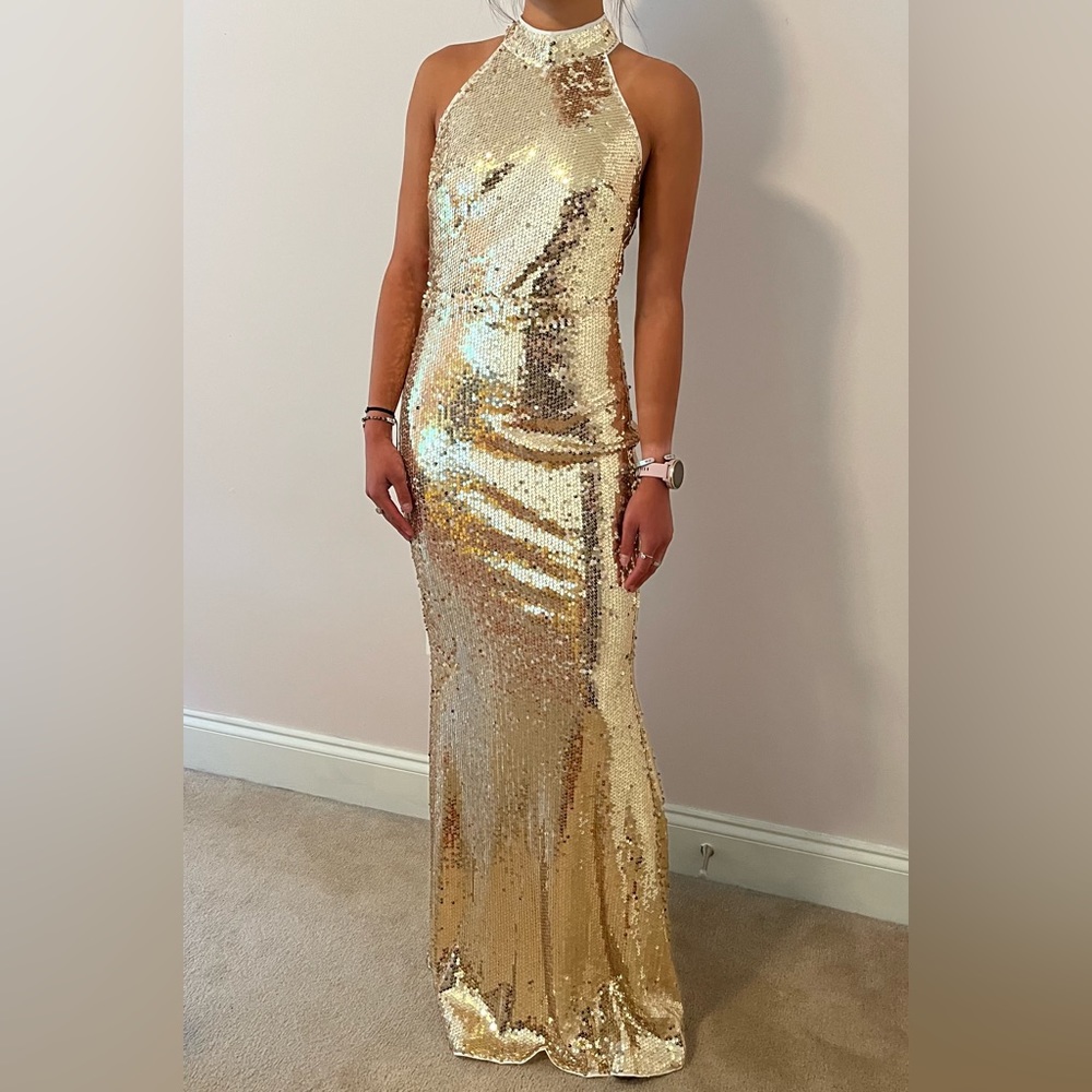 Gold Sequin Shein Dress 00